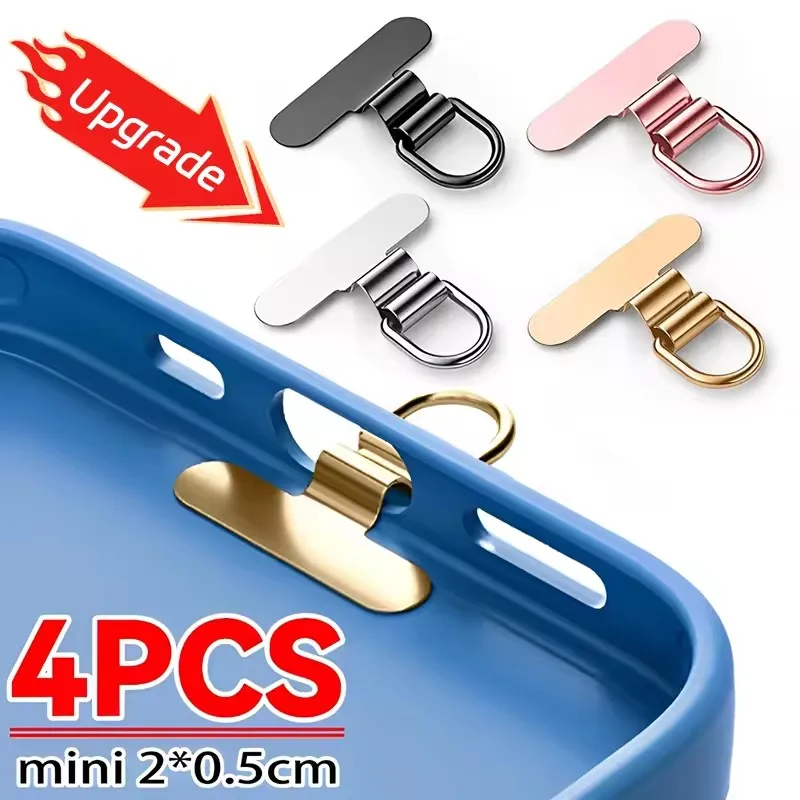 

4-1PCS Mini Metal Phone Lanyard Tab Universal Dual-hole Silent Hole Clip Phone Lanyard Card Gasket Cellphone Wrist Cord Gaskets