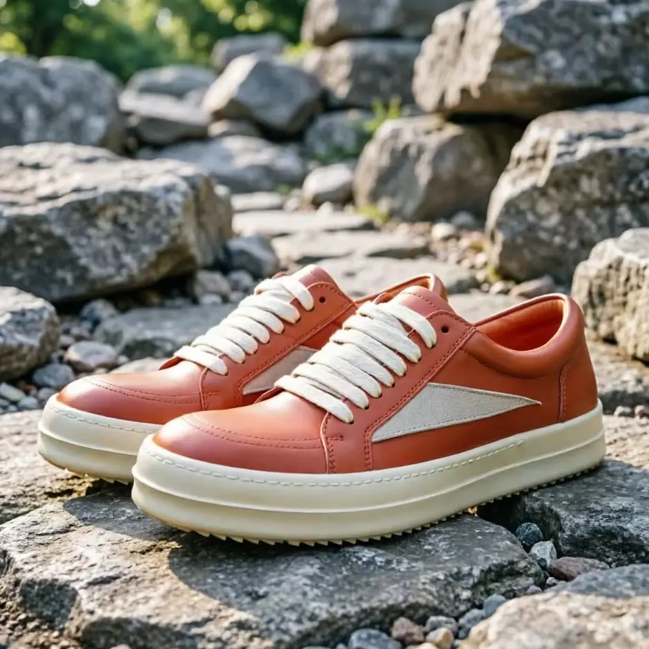 

Classic Men Low Top Shoes Hip-hop Retro Orange Women Trainer Thick-sole Increase Height Luxury Flat Sneakers For Seasons