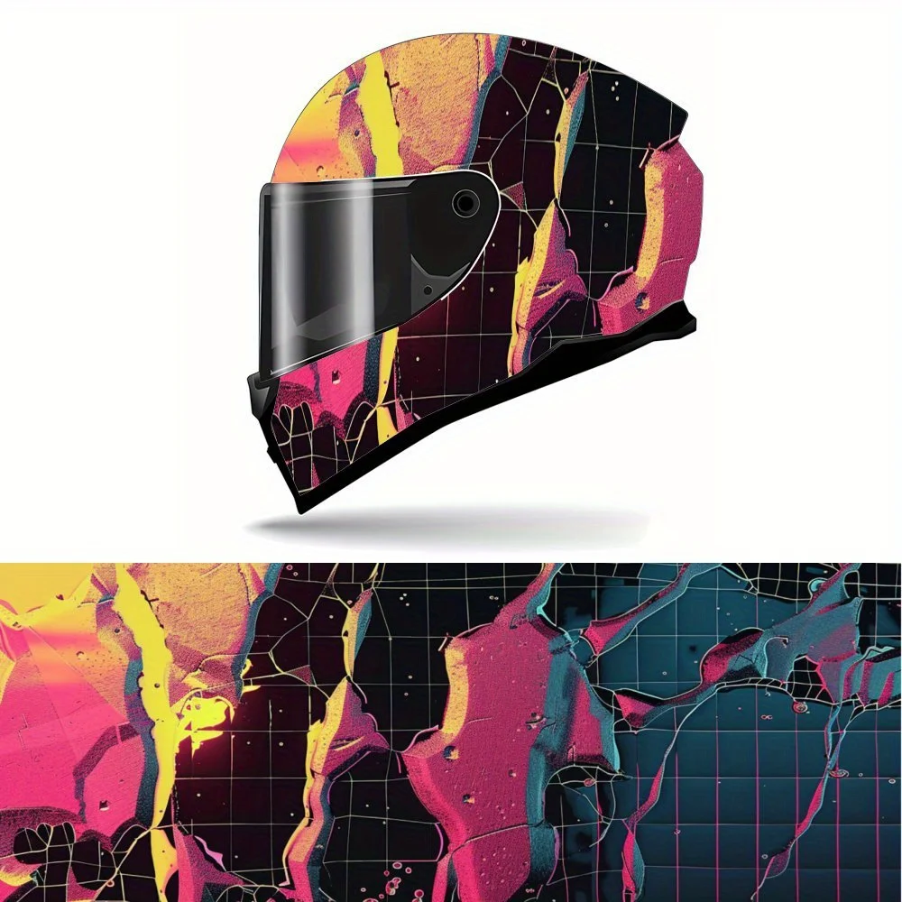 

Abstract Pink and Yellow Design Helmet Vinyl Wrap, Waterproof Removable Decals for Motorcycle Bike Helmets, Anti-Scratch Univers