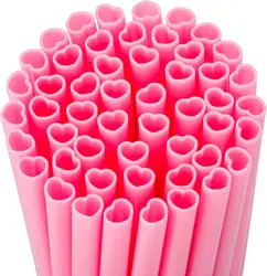 100-400 Heart Shaped Pink Straw Disposable Drinking Cute Straw to Bachelor Party bride Wedding galentines day Cocktail Supplies