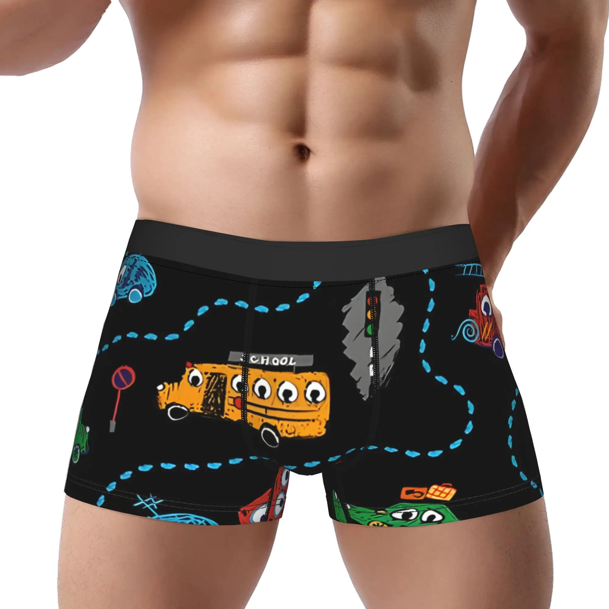

Cars And Trucks On Black Underpants Breathbale Panties Male Underwear cars Comfortable Shorts Boxer Briefs