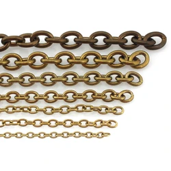 1 Meter Solid Brass O Ring Bags Chain Link Necklace Wheat Chain None-polished Bags Straps Parts DIY Accessories 7 Sizes