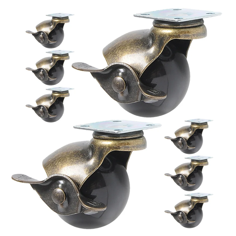 8pcs-furniture-caster-wheels-bronze-heavy-duty-locking-360-swivel-plate-for-sofa-bed-table-chair-replacement-metal