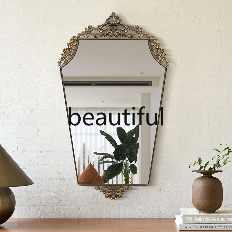 

Premium sense simple carved decorative mirror household wall hanging living room, master bedroom, makeup mirror
