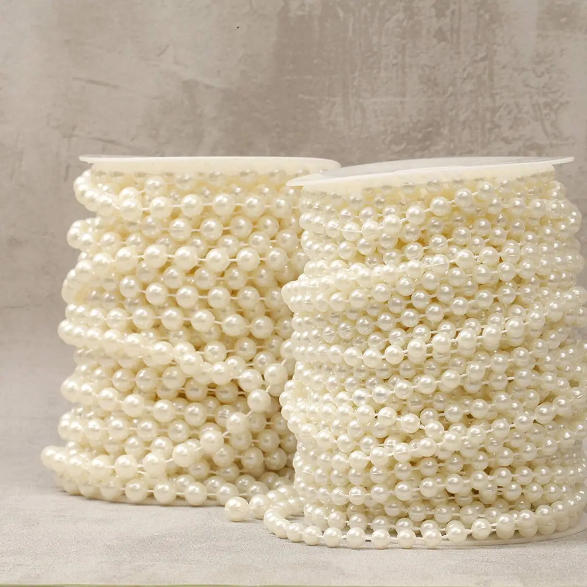 

2 Rolls White Beige ABS Imitation Pearl Beaded Chain 2-14mm Dia.DIY Handicrafts Jewelry Headwear Decoration Accessories Supplies