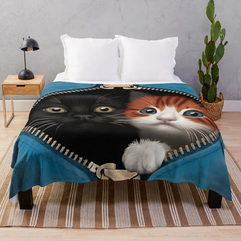 

cute kittens Throw Blanket sofa bed Furry Winter beds Blankets