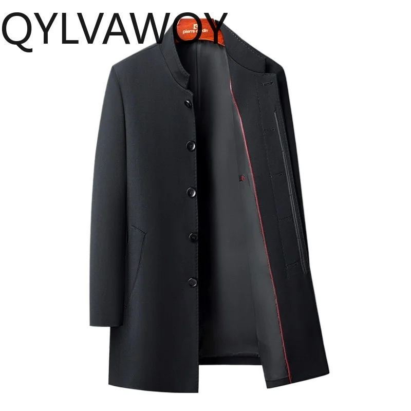 QYLVAWOY Nuevo Abrigo de Gabardina para Hombre, Chaqueta de Primavera y Otoño, Chaquetas de Longitud Media, Abrigos de Gabardina con Cuello Alto para Hombre, Ropa Hombre Casual
