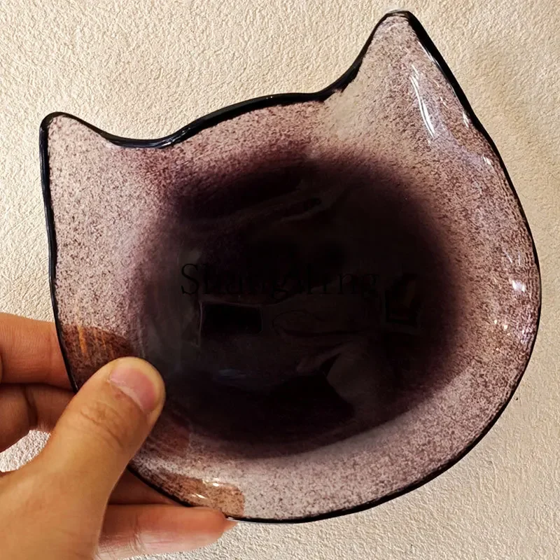 

CL Dipping Plate Household Soy Sauce Seasoning Sauce Plate Dim Sum Plate Cute Kitten Glass Snack