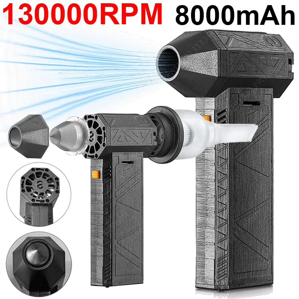 130000RPM Violent Blower Mini Turbo Jet Fan Handheld Brushless Motor 8000mAh 120W Type-C Compressed Air Duster Cleaner Duct Fan