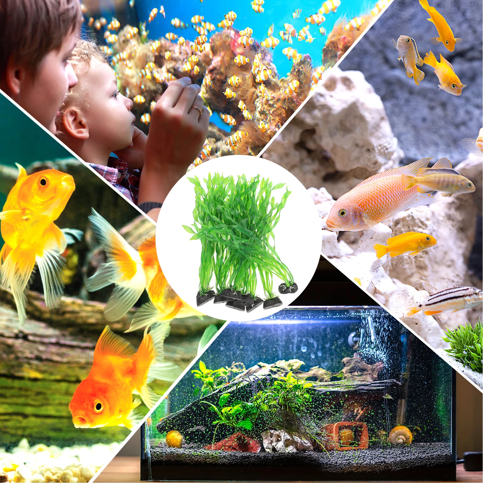 

10pcs Artificial Plants Aquatic Decoration Seaweed Aquarium Decorations Green Plastic Fish Tank Supplies Water Plants Pet