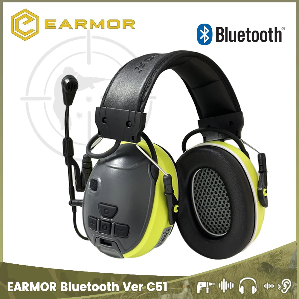 EARMOR Bluetooth Ver C51 Pickup&Electronic Noise Canceling Earphones Cantilever Microphone Shooting Hearing Protection Earmuffs