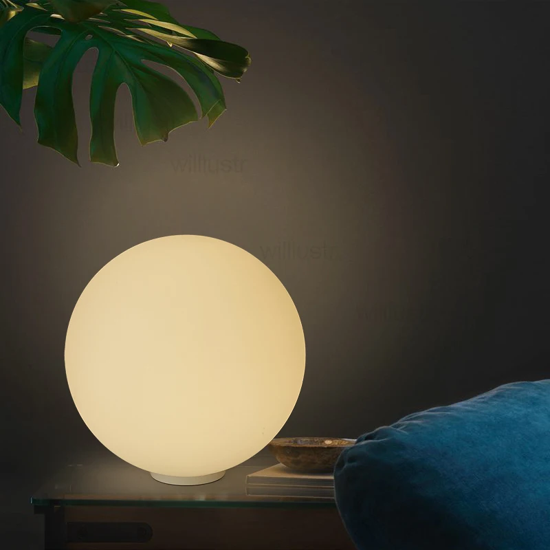 Modern LED Round Ball Table Lamp Frosted Milk White Global Glass Shade Dioscuri Hotel Bedroom Sofa Bed Side bedside Desk Light image 5