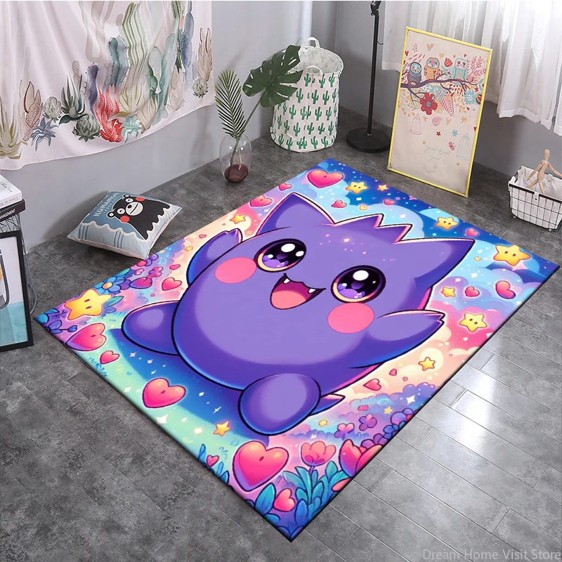 MINISO Cartoon Anime Pokemon Gengar Pattern Area Rugs Carpets For Living Room Bedroom Sofa Home Kids Decor Floor Anti-Slip Mats