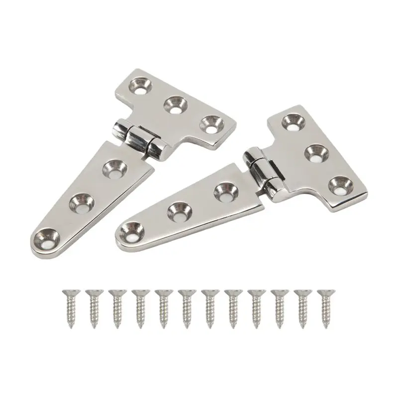 Marine Grade T Hinges, Boat Hinges, No Noise, Heavy Duty 316 Stainless Steel With Screws (2 PCS)