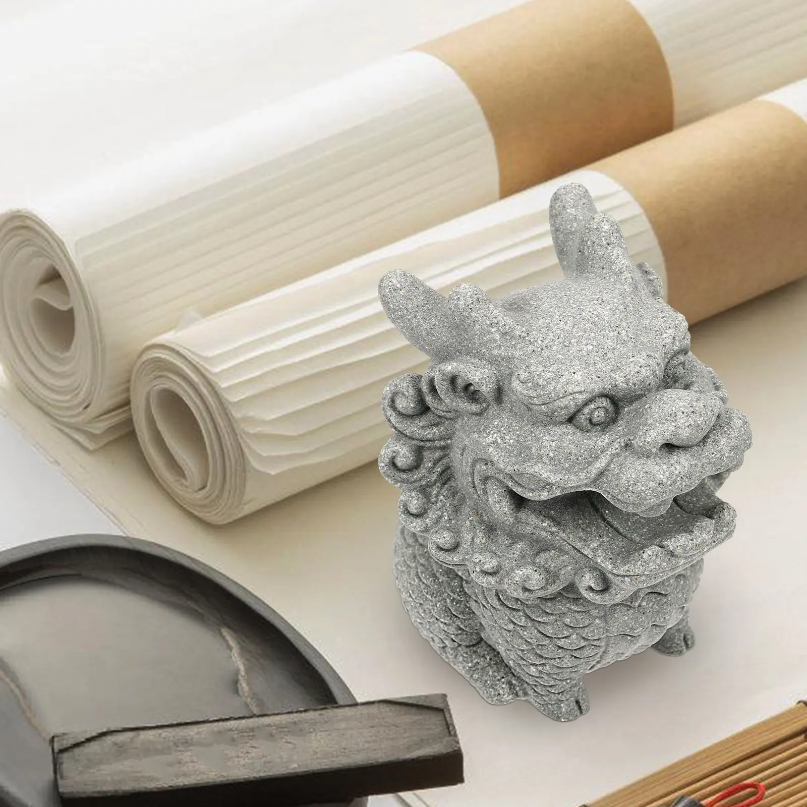 

Подставка для ручек в виде каменного льва, тонкая работа, настольное украшение, декоративная статуэтка каменного льва для дома, офиса, декора комнаты