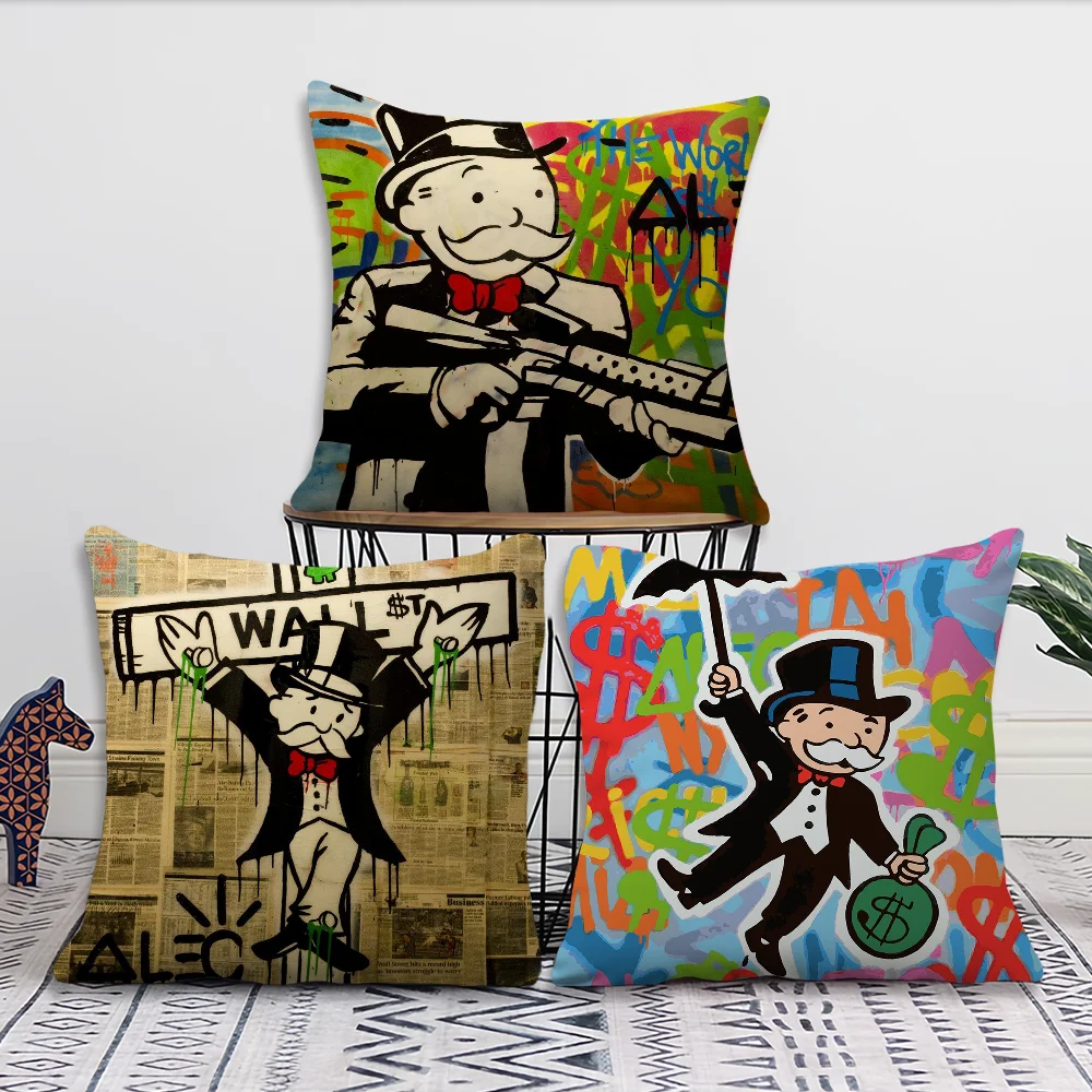 Art A-Alec M-Monopoly Comfortable Decorative Cushion Cover Pillow Case Suitable for Home Living Room Sofa Room Decoration