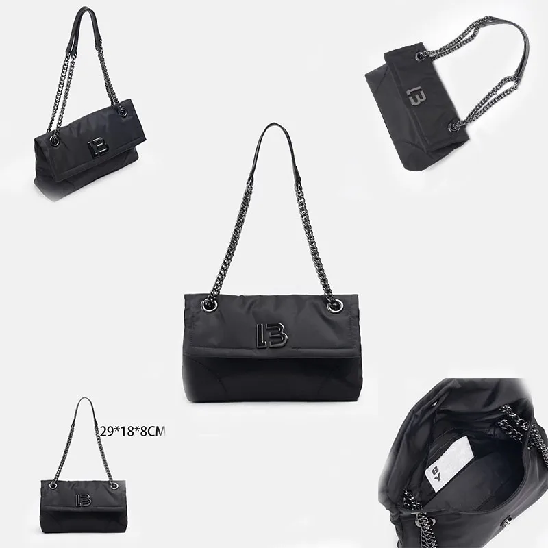 2024 classic light luxury black chain advanced practical buckle all-black square bag large capacity to store many items