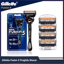 Gillette Fusion 5 Proglide Shaver Manual Safety Razor FlexBall Handle 5-layer Blade Refills for Men's Face Beard Shaving