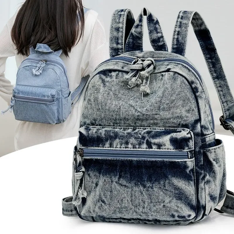 Denim Literature and Art Mini - Satchel Female Small and Exquisite Fallow Backpack Go Shopping Backpack New Style