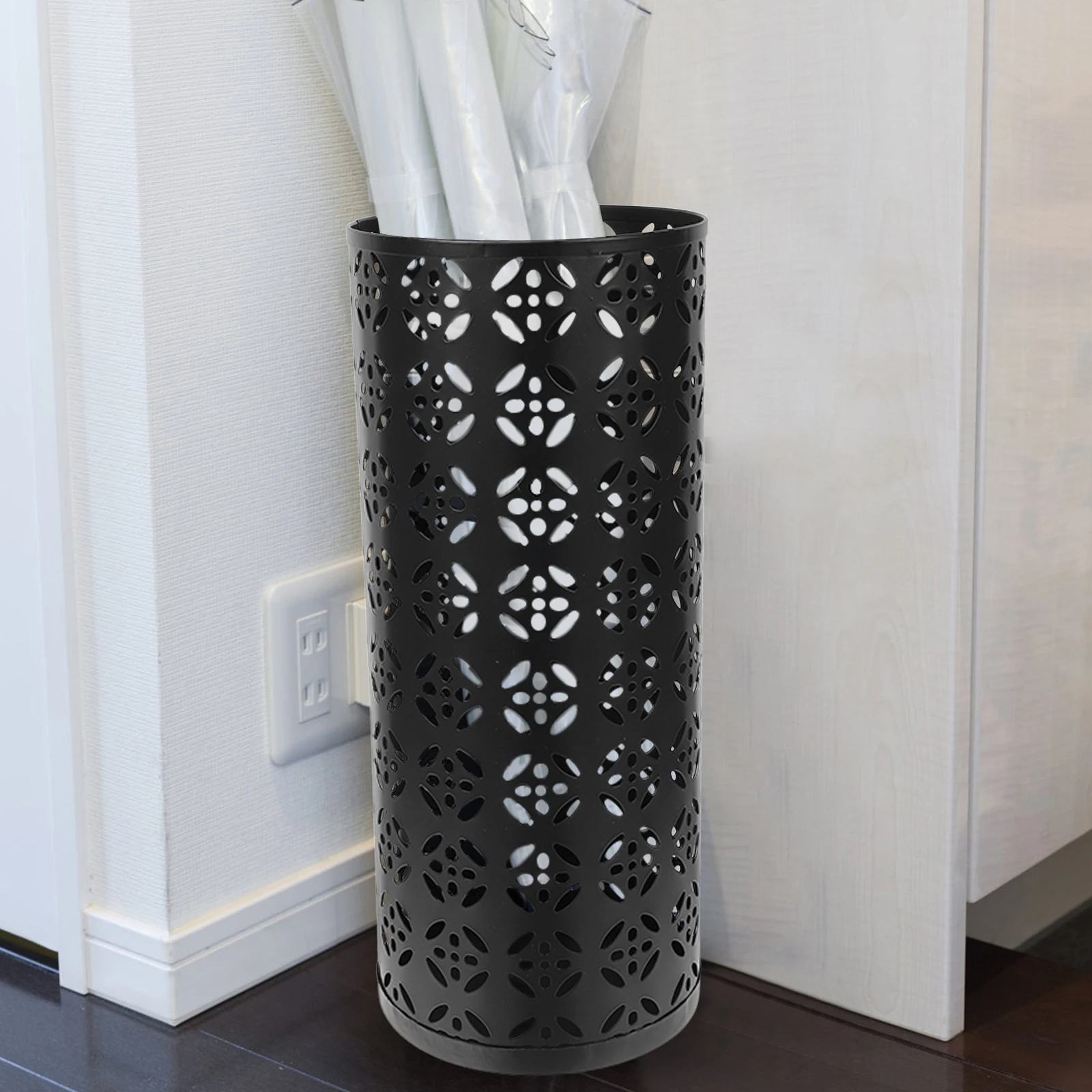 

Iron Flower Umbrella Stand Round Bucket Dried Plant Holder Home Umbrella Holder For Entryway Storage Rack Decorative Vase