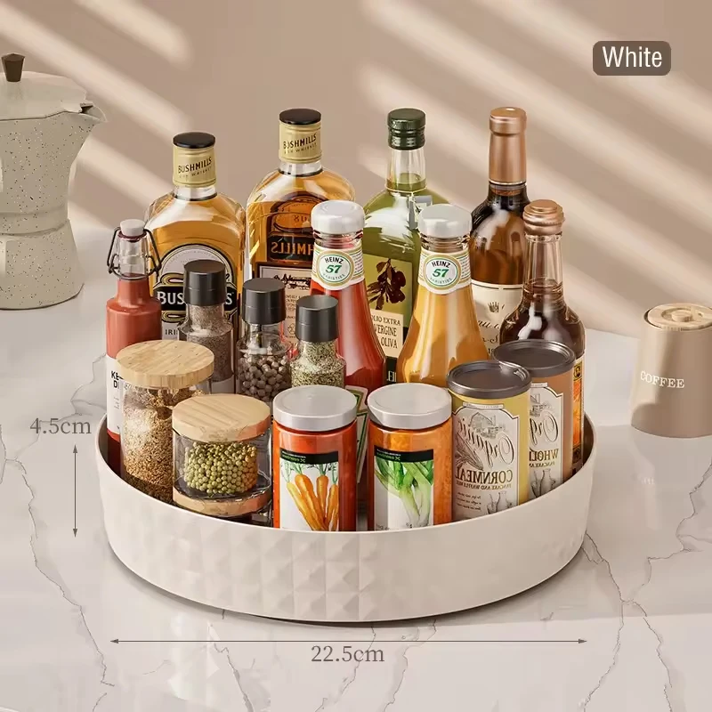 360-Degree Rotating Spice Rack Multi-Functional Soy Sauce Bottle Turntable Kitchen Countertop Transparent Storage Rack