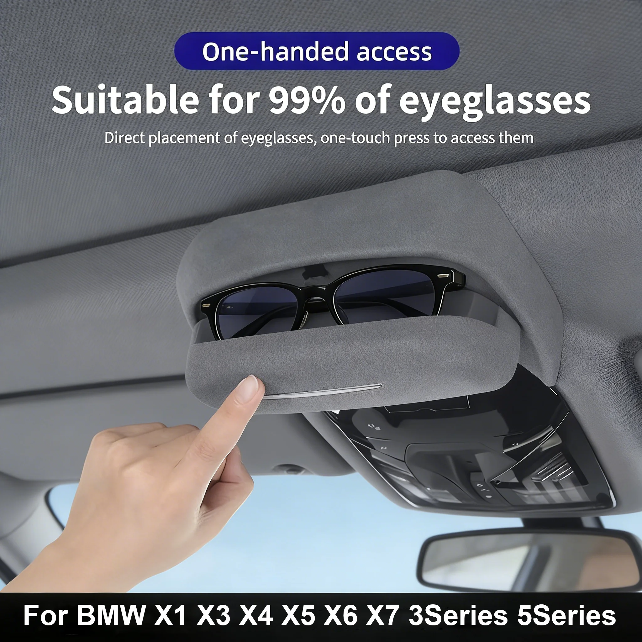 

Для BMW 3, 5, G30, G20, X3, X5, X7, G01, G02, G05, G06, G07, U11, G60: замшевый держатель для очков, коробка для хранения очков, автомобильные аксессуары