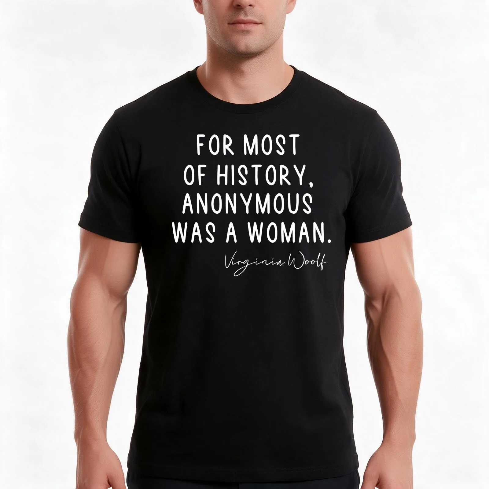 Virginia Woolf - Anonymous was a woman T-Shirt, Summer Casual Cotton Tee, Oversized Streetwear Tops, Vintage Graphic Print