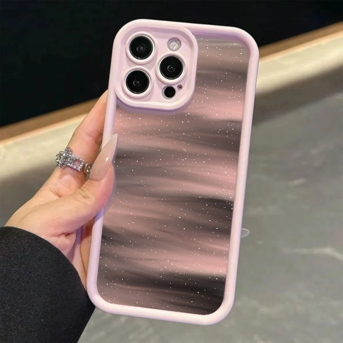 

Black Pink Fine Glitter Phone Case For iPhone 13 Pro 16 15 14 13 12 17 Pro Max 7 8 Plus XS Shockproof Matte TPU Soft Gift Funda