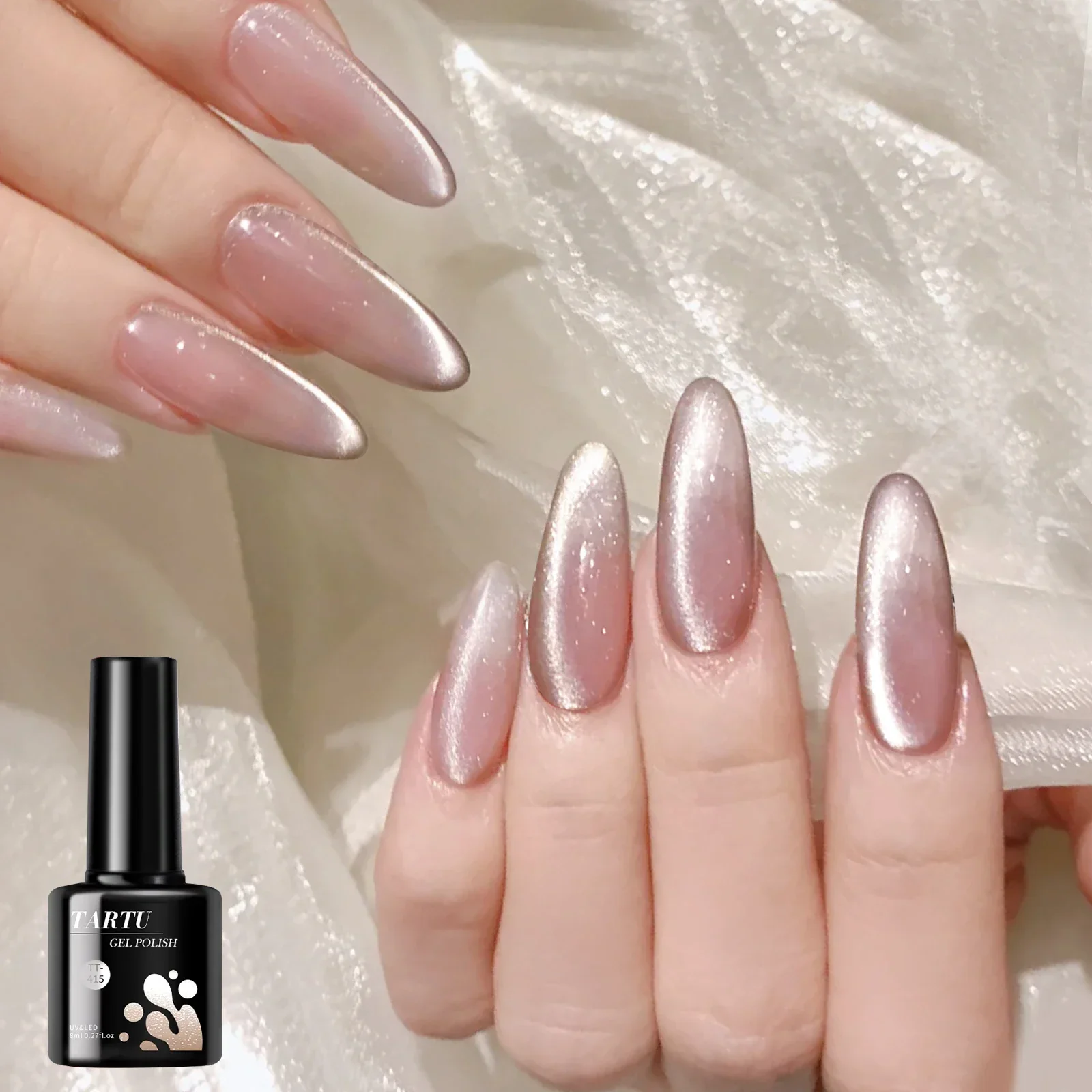 8ML Magnetic Cat Eye Gel Nail Polish Crystal Glassy Romantic Soak Off UV LED Gel Moonlight for Holiday DIY Art Party Birthday