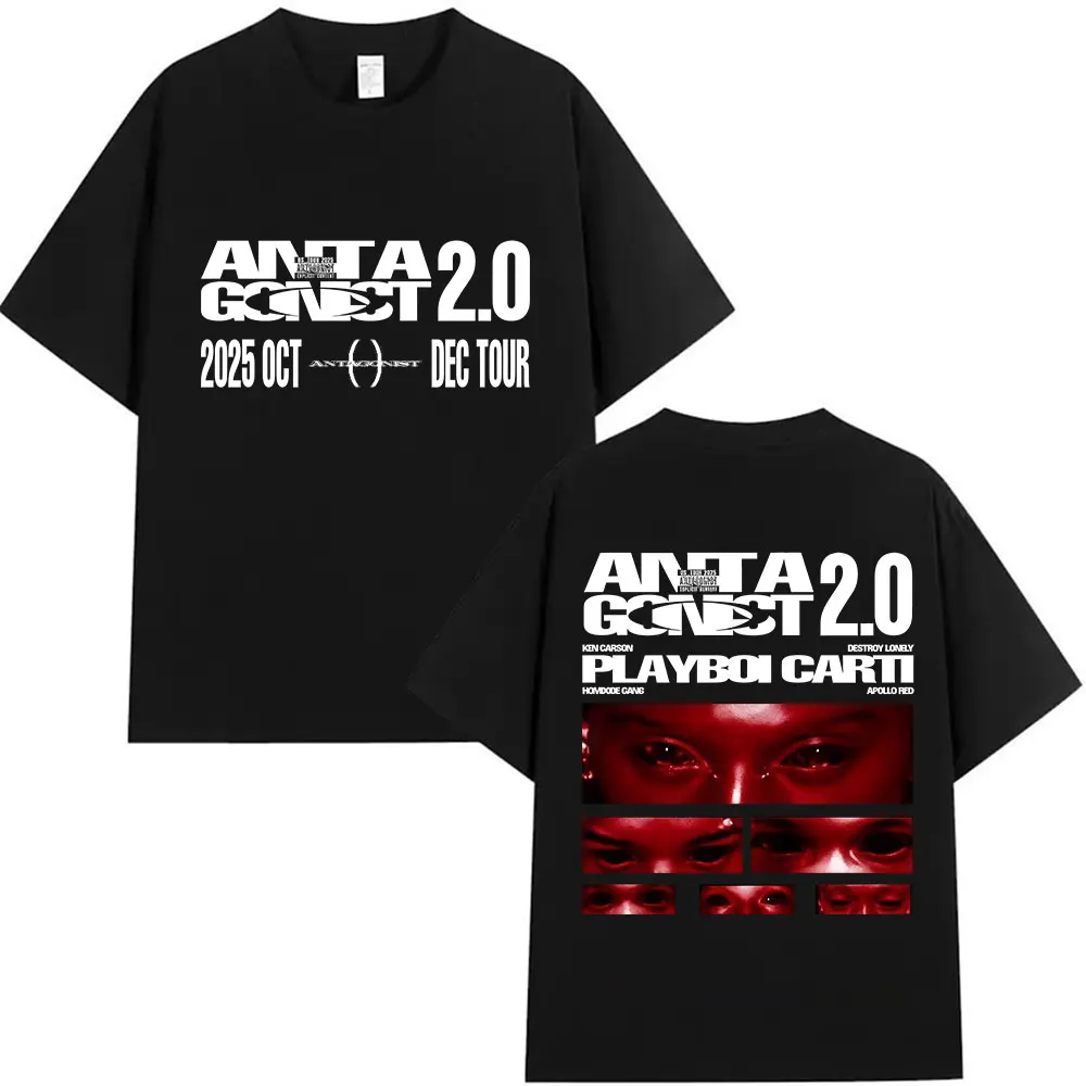 Лимитированная серия Playboi Carti Antagonist Album 2025, футболки с товаром, мужская винтажная хлопковая футболка большого размера, одежда в стиле хип-хоп, рэп, панк, футболки