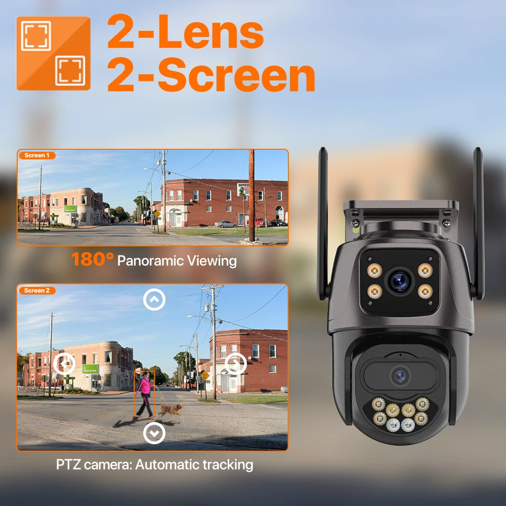 10MP 6MP PTZ Wifi Camera 5K HD Dual Lens Dual Screen Outdoor IP Camera AI Tracking Security Protection CCTV Surveillance iCsee