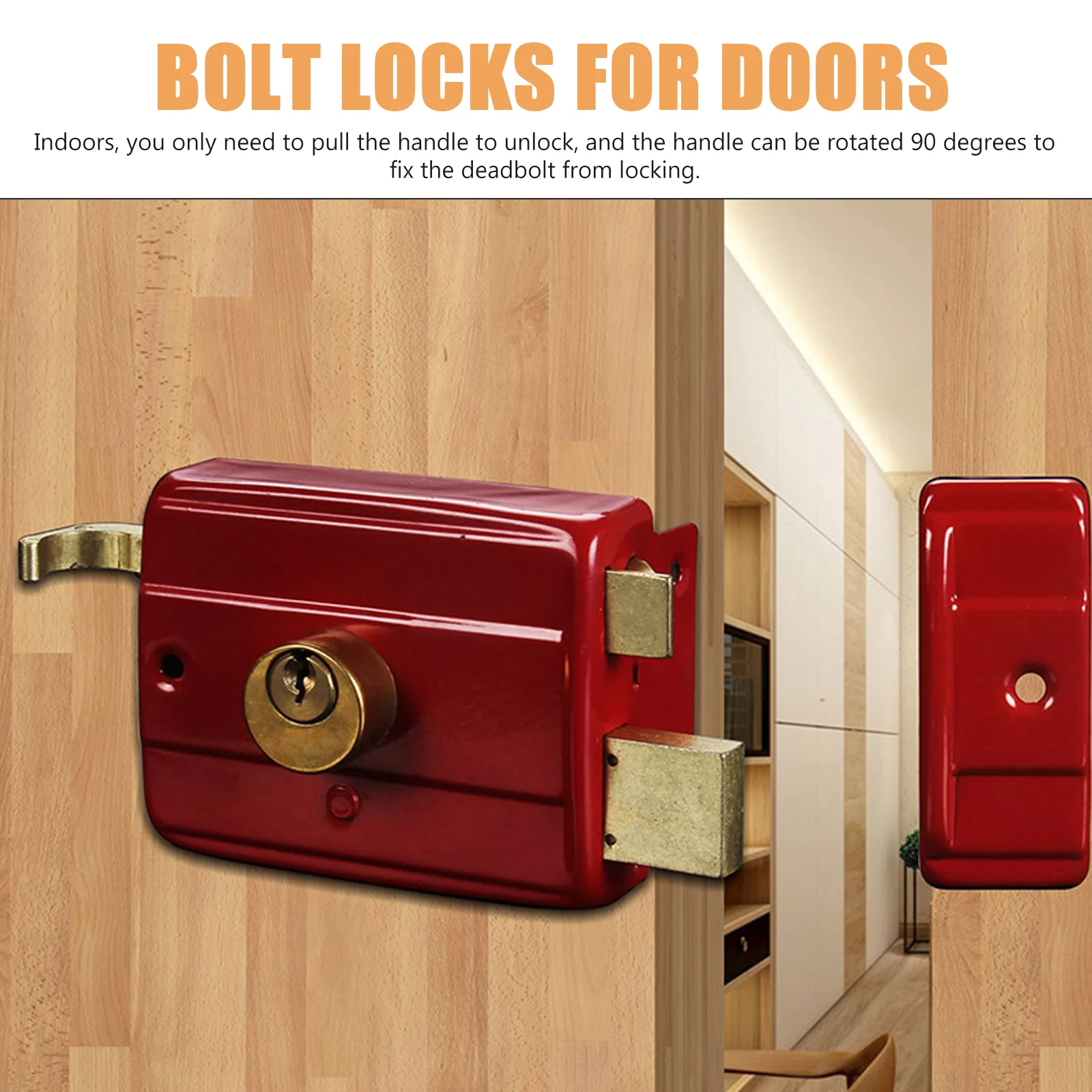 Door Lock Bolt Locks for Doors with Security Hook Latch Old Knob Replacement Barrel Alloy Iron Exterior