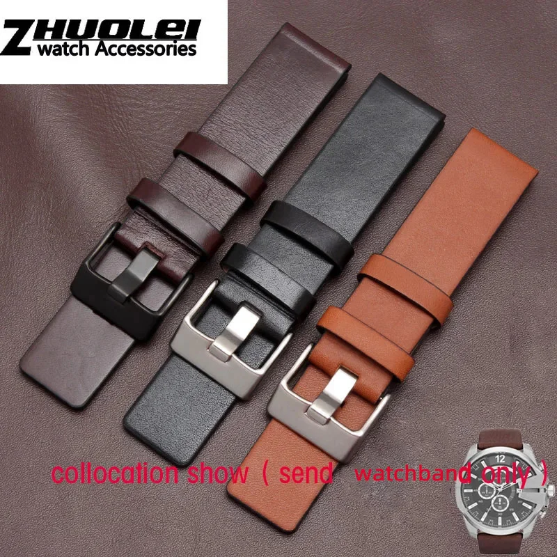 Dizel watchband fit DZ7312 için inek deri kayış | DZ4323 | DZ7257 paslanmaz çelik pim toka strap24 26 27 28 30mm bantları ile