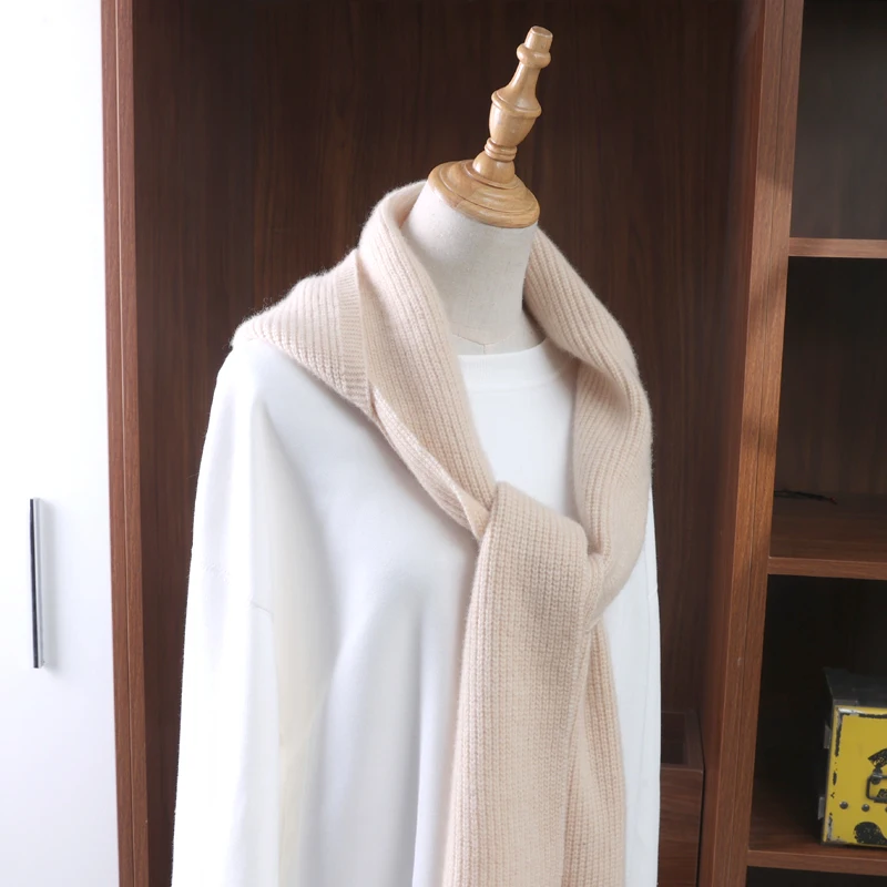 100%Wool Knitted Scarf Shawl For Women Winter Soft Warm Fashion Hooded Fake Collar Solid Multifunctional Neck Warmer Scarves