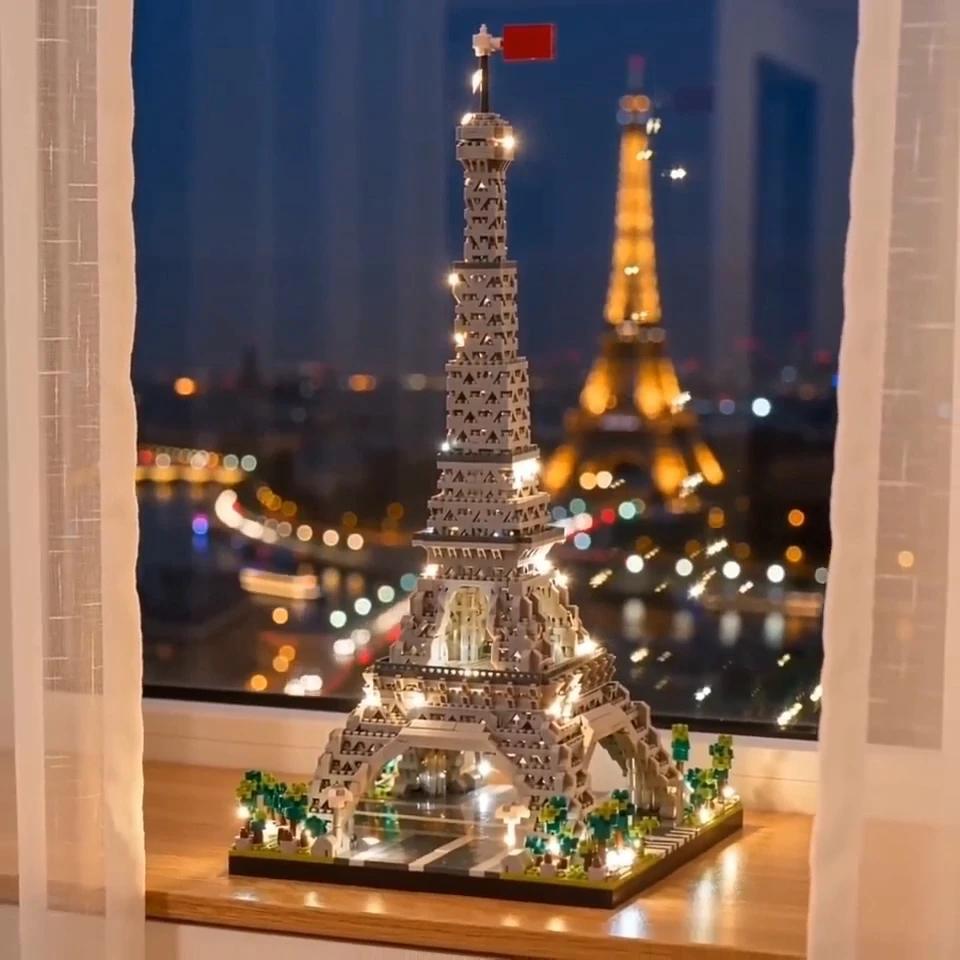 Knew Built Exquisite Paris Eiffelturm Micro Mini Bausteine Spielzeug Set: LED beleuchtet, perfektes Geschenk beleuchtet Ihre Welt – Detail 2