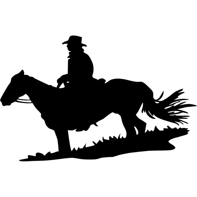 15cm*10cm Cowboy Sitting on Horse Grass Saddle Fashion KK Vinyl Decal Car Sticker Car Accessories Black/White