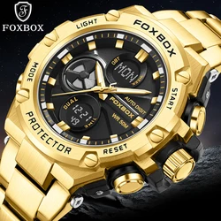 FOXBOX Fashion  Mens Watches Top Brand Luxury Waterproof Sports Quartz Watch For Men Business Military Chronograph Wristwatch