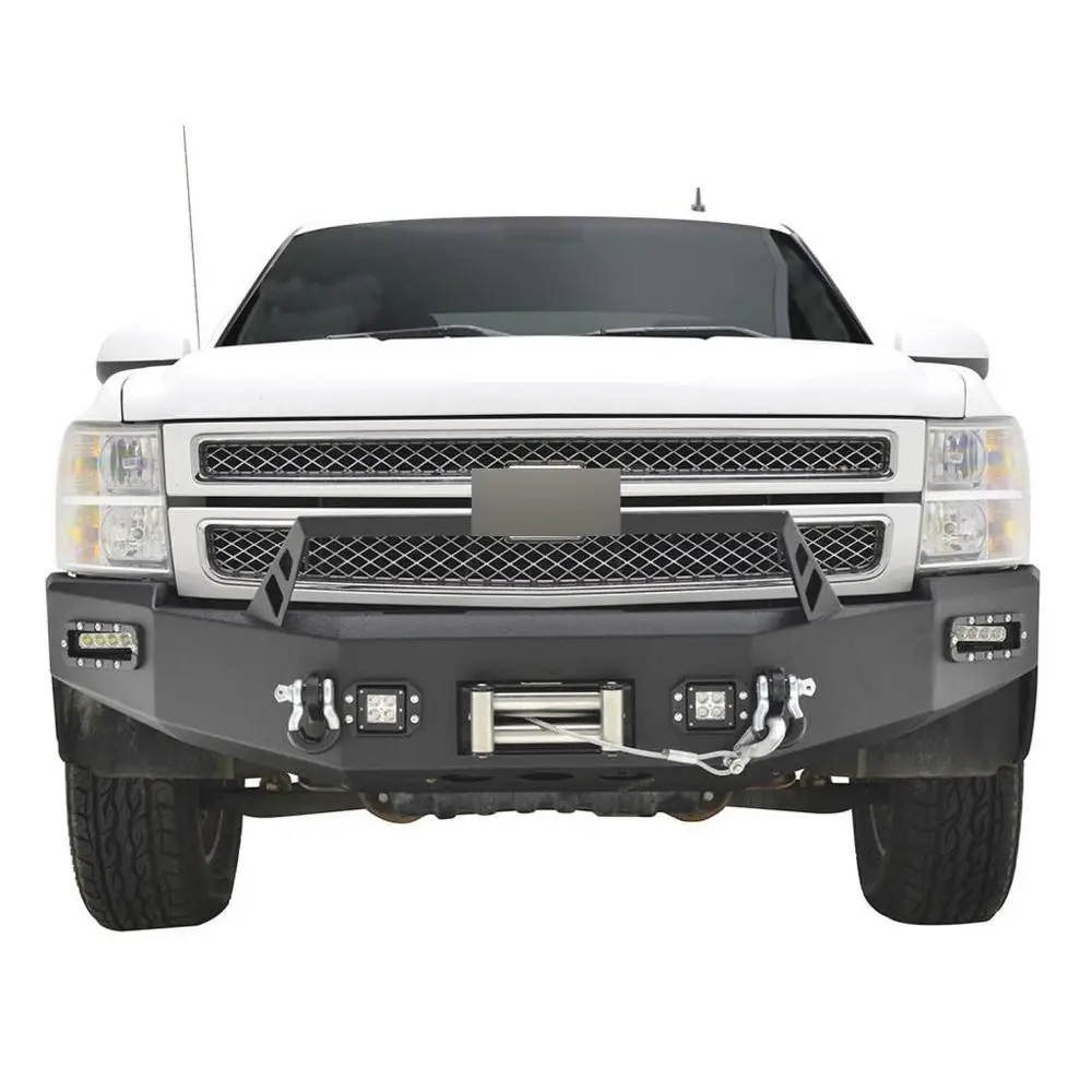 Newest Offroad Replacement Parts Front Bumper With LED Aftermarket Steel Black Winch  Guard For Silverado 1500 2007-2013