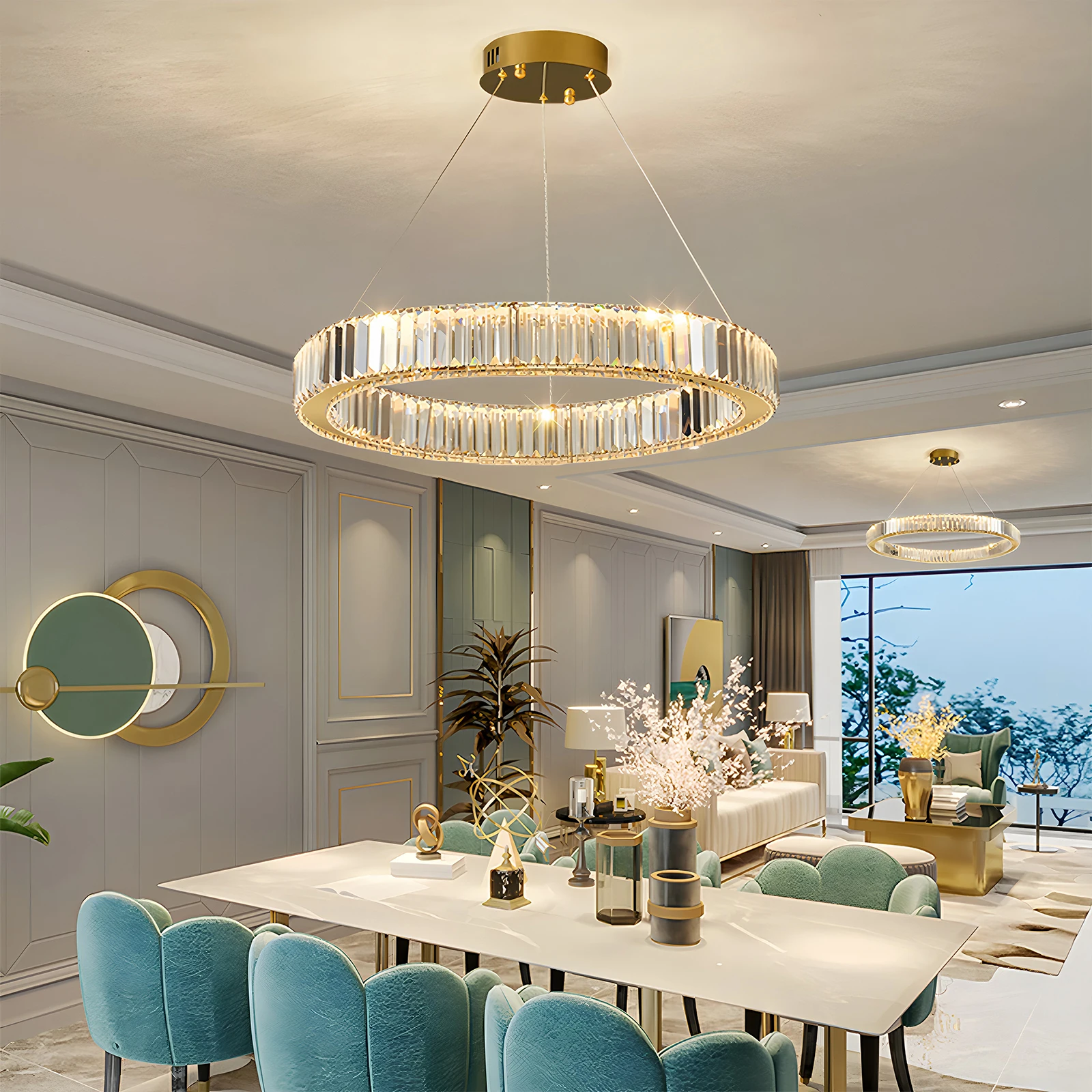 Minimalist Crystal Ring Ceiling Chandelier Soft light Not glaring NO Strobe Ceiling Lamp Modern Indoor Lighting Light Fixture