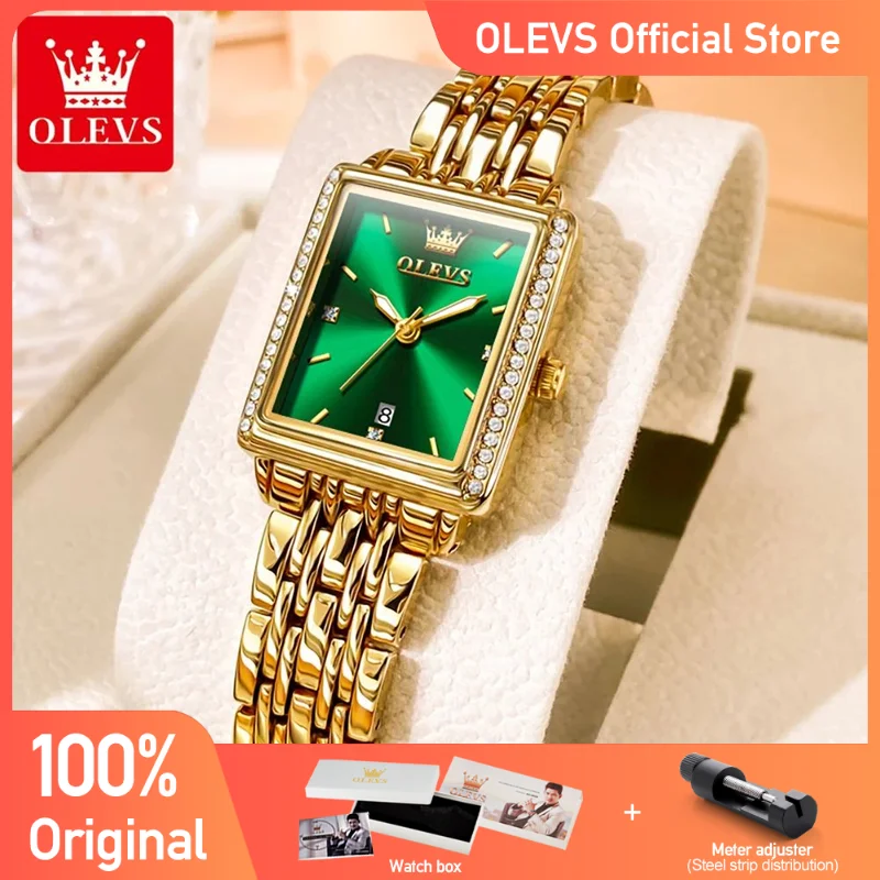 OLEVS Women\'s Watches Elegant Fashion Original Quarzt Watch for Girl Waterproof Luminous Golden Light luxury Wristwatch Date