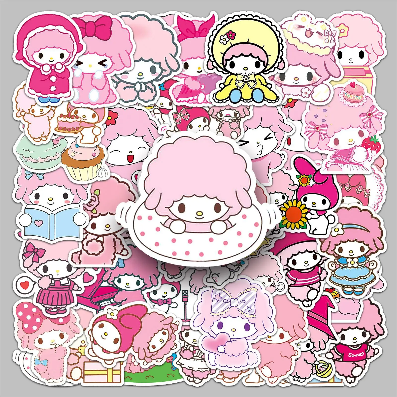

50PCS My Melody Sanrio Stickers Cute Cartoon Anime Sticker Car Mobile Laptop Water Bottle Decoration Kawaii Girl Sticker Gifts