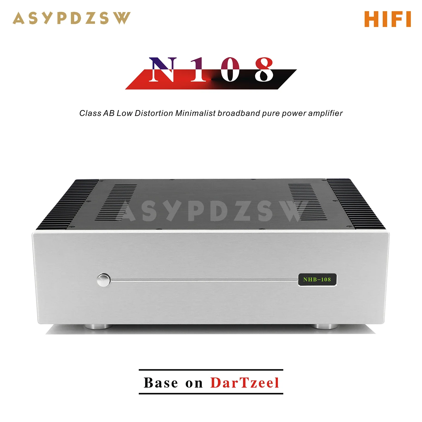 N108 Stereo-Klasse AB, geringe Verzerrung, minimalistischer, reiner Breitband-Leistungsverstärker, Basis auf Dartzeel NHB-108 100 W x 2