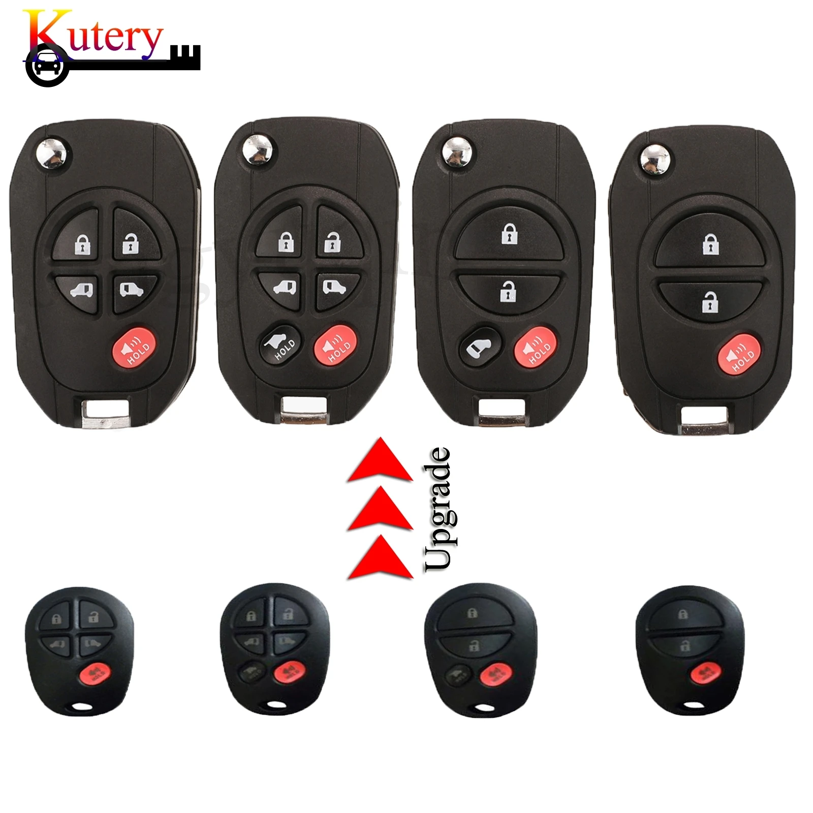 

jingyuqin Remote Control Key Fob Shell Case Fob For Toyota Sequoia Highlander Sienna Tacoma Tundra 3/4/5/6 Buttons