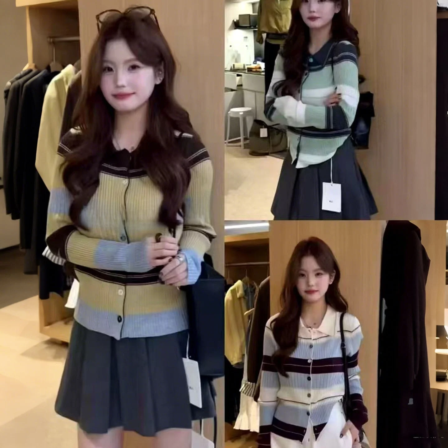 

Корейский высокоэластичный длинный све женский вязаный топ, облегающий полосатый базовый слой, топ Quali, осенняя модная верхняя одежда