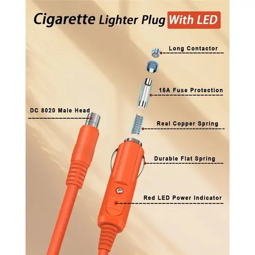 Imagen 2 del producto HHO-para Jackery estación de energía portátil 14AWG Cable de carga de coche-enchufe DC8020 2M para Explorer 3000 Pro 2000 Pro 2000 1500 1000