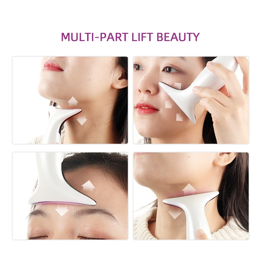 Heat EMS Face Neck Massager ION LED Photon Therapy Facial Lifting Beauty Devices Remove Double Chin Anti Wrinkle Skin Care Tools