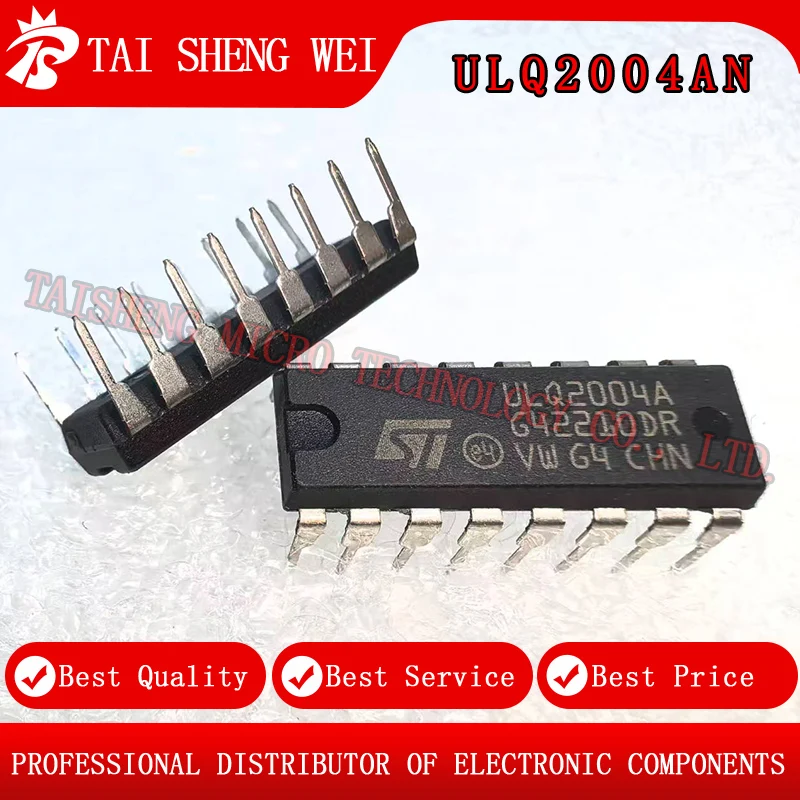 5PCS Brand New Original ULQ2004A ULQ2004AN ULQ2004 DIP-16 Seven-Channel 50V 500mA Darlington Transistors