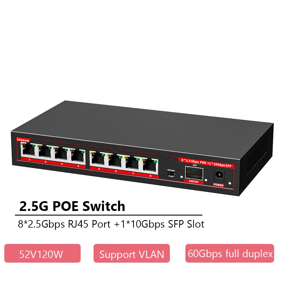 2.5 gbps Switch 4 Port 2.5G Gigabit Switch 10G SFP Ethernet Network Switch for IP Camera/Wireless AP /CCTV Camera System