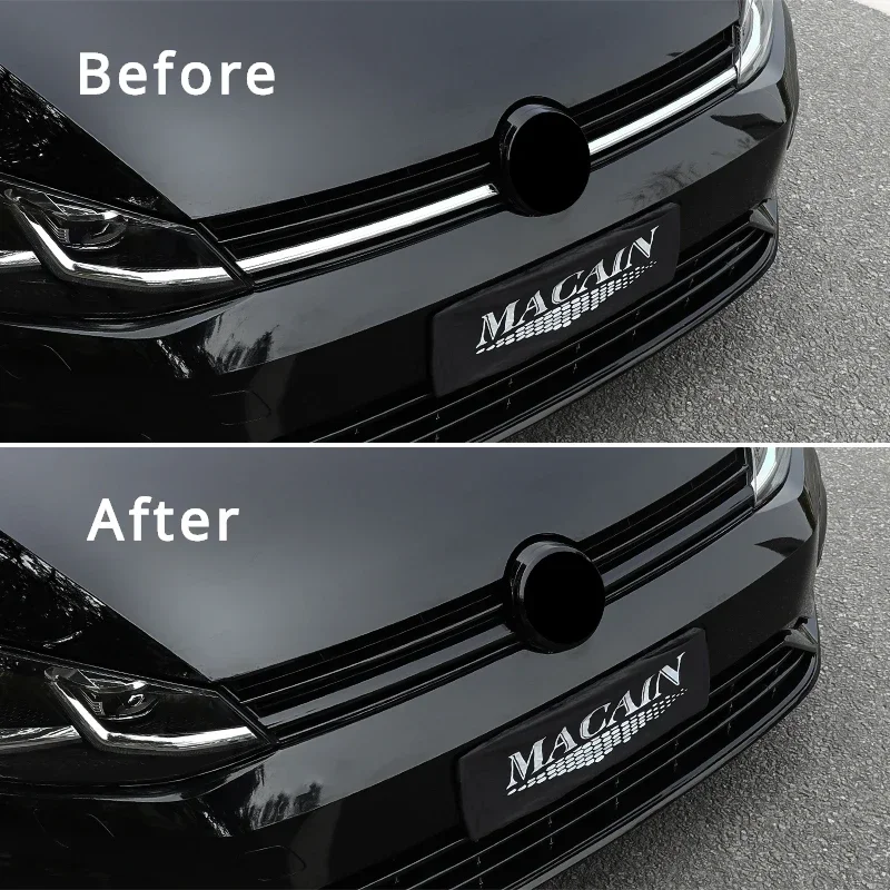 2pcs For VW Golf 7 golf 7.5 Grille Decorative Bright Black Logo does not affect radar sticker car accessories