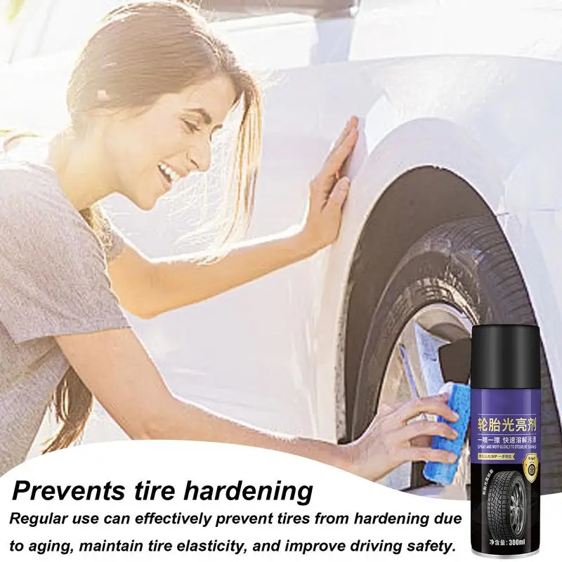 Spray de brillo para neumáticos de coche, agente de mantenimiento de neumáticos de coche, líquido de restauración de brillo de oscurecimiento de neumáticos de espuma, impermeable a prueba de polvo